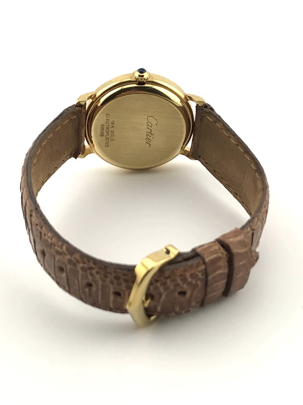 VINTAGE 1978 CARTIER ROUND UNISSEX PRE-MUST 18K ELECTROPLATED 29.5MM- HAND-WIND