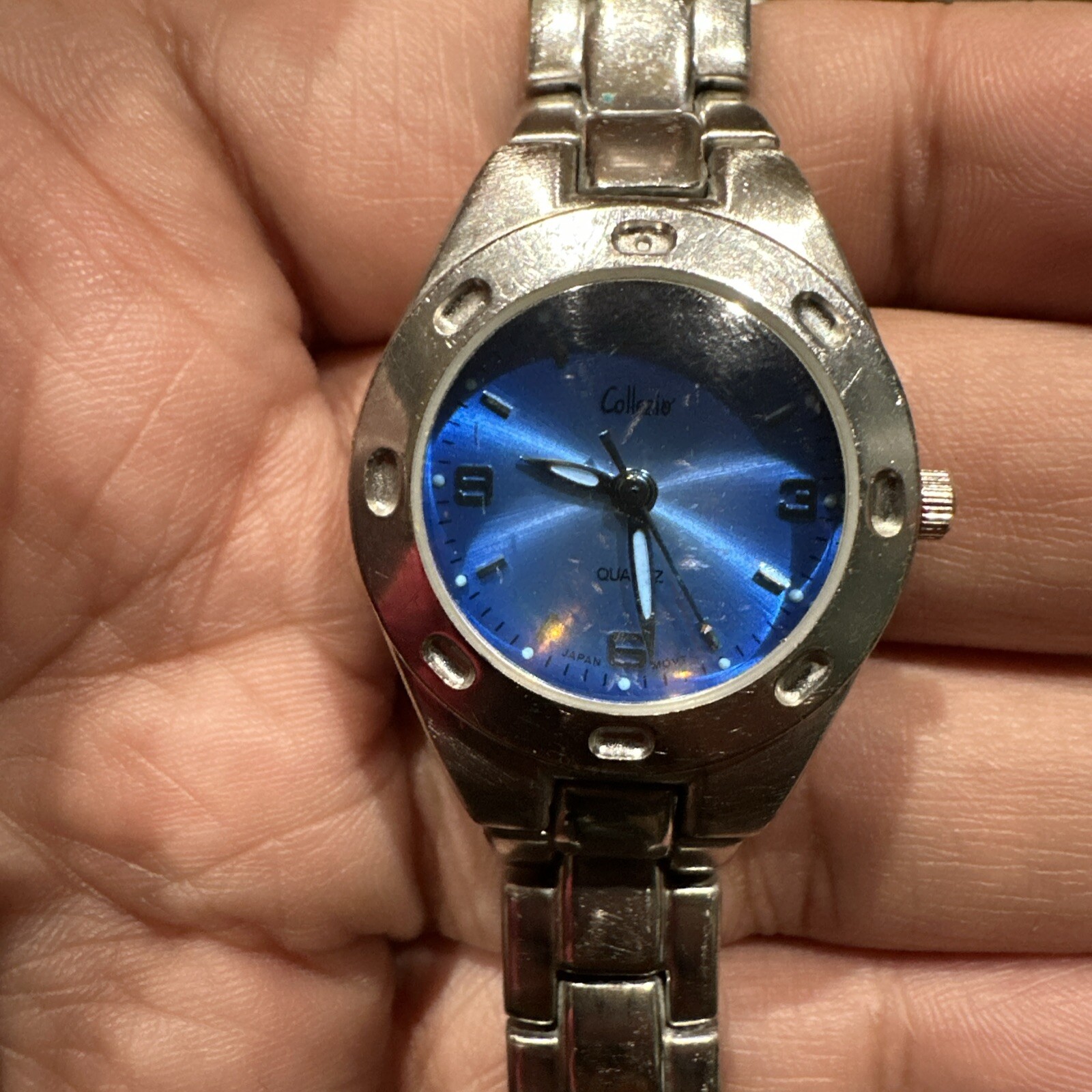 *Working* Collezio Mens Blue Dial Round Silver Tone Case Stainless Steel Watch