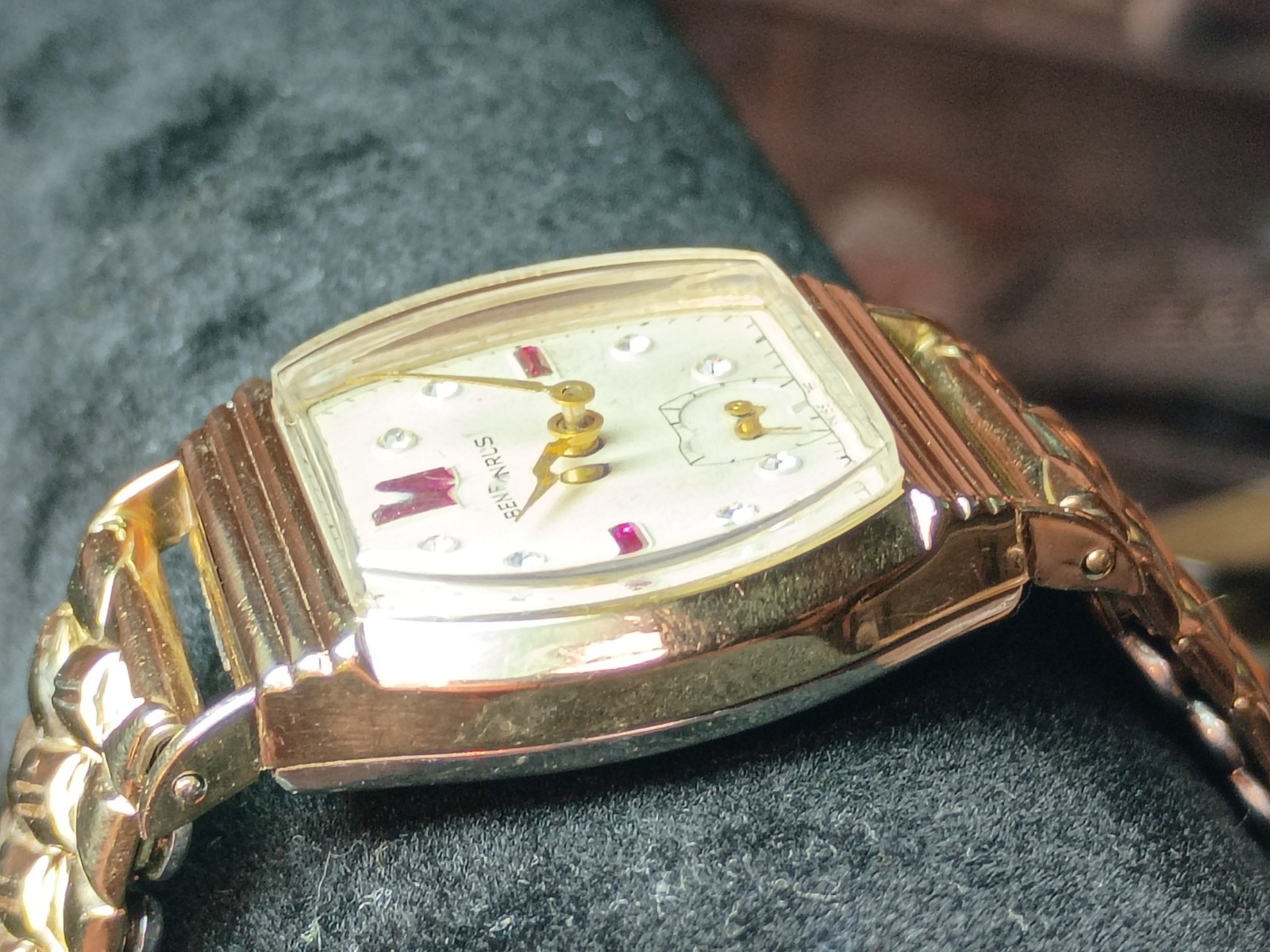 Vintage Benrus CW2 Jeweled Diamond Ruby 10k RGP Men’s Manual Watch – WORKS