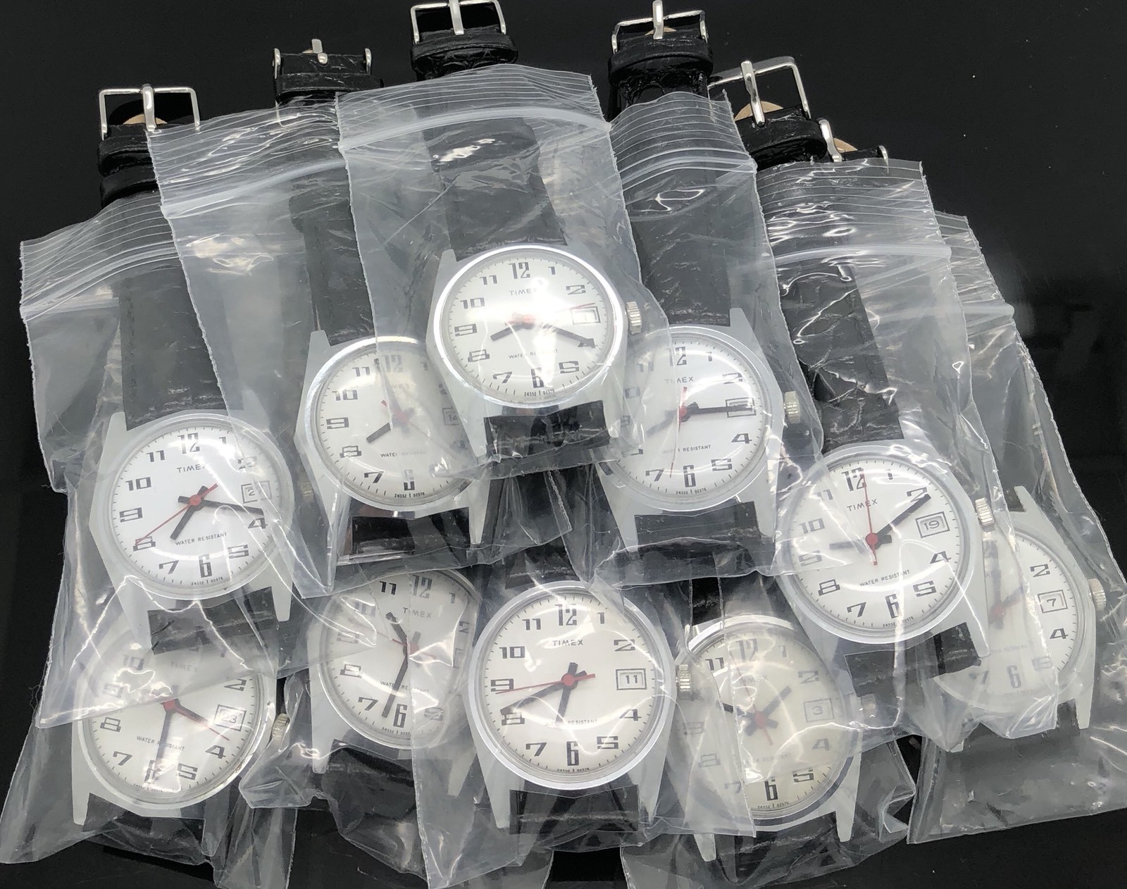 NEW From OLD STOCK Timex Men’s Manual Wind RED seconds Date Watch Leather Band
