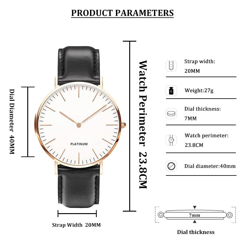 Men’s Ultra Slim Watch, Minimalist Fashion Simple Analog Quartz Wrist Watch for