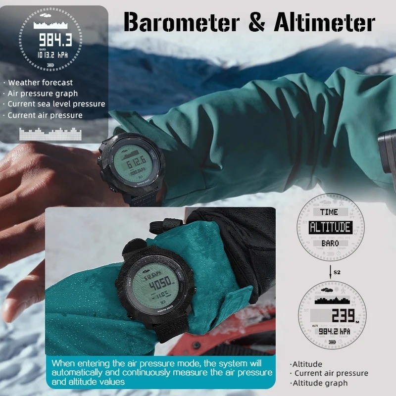 NORTH EDGE APACHE-D Professional Diving Watch Barometer Compass Sports watch