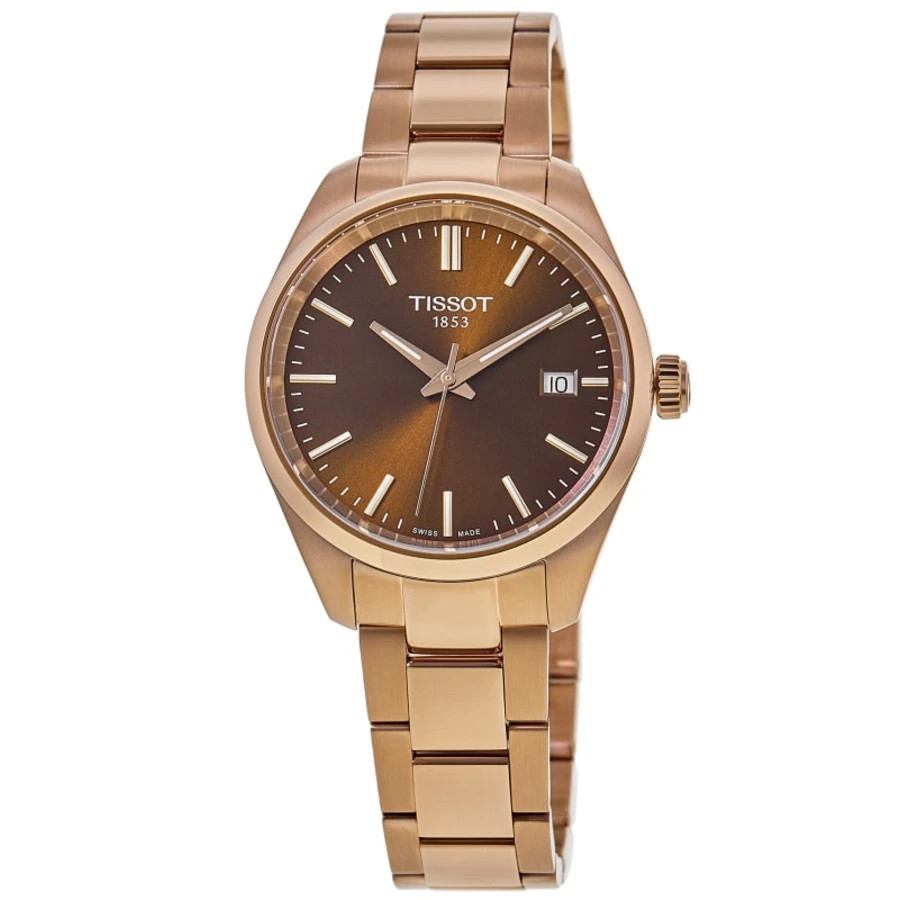 New Tissot PR100 Brown Dial Rose Gold PVD Steel Women’s Watch T150.210.33.291.00