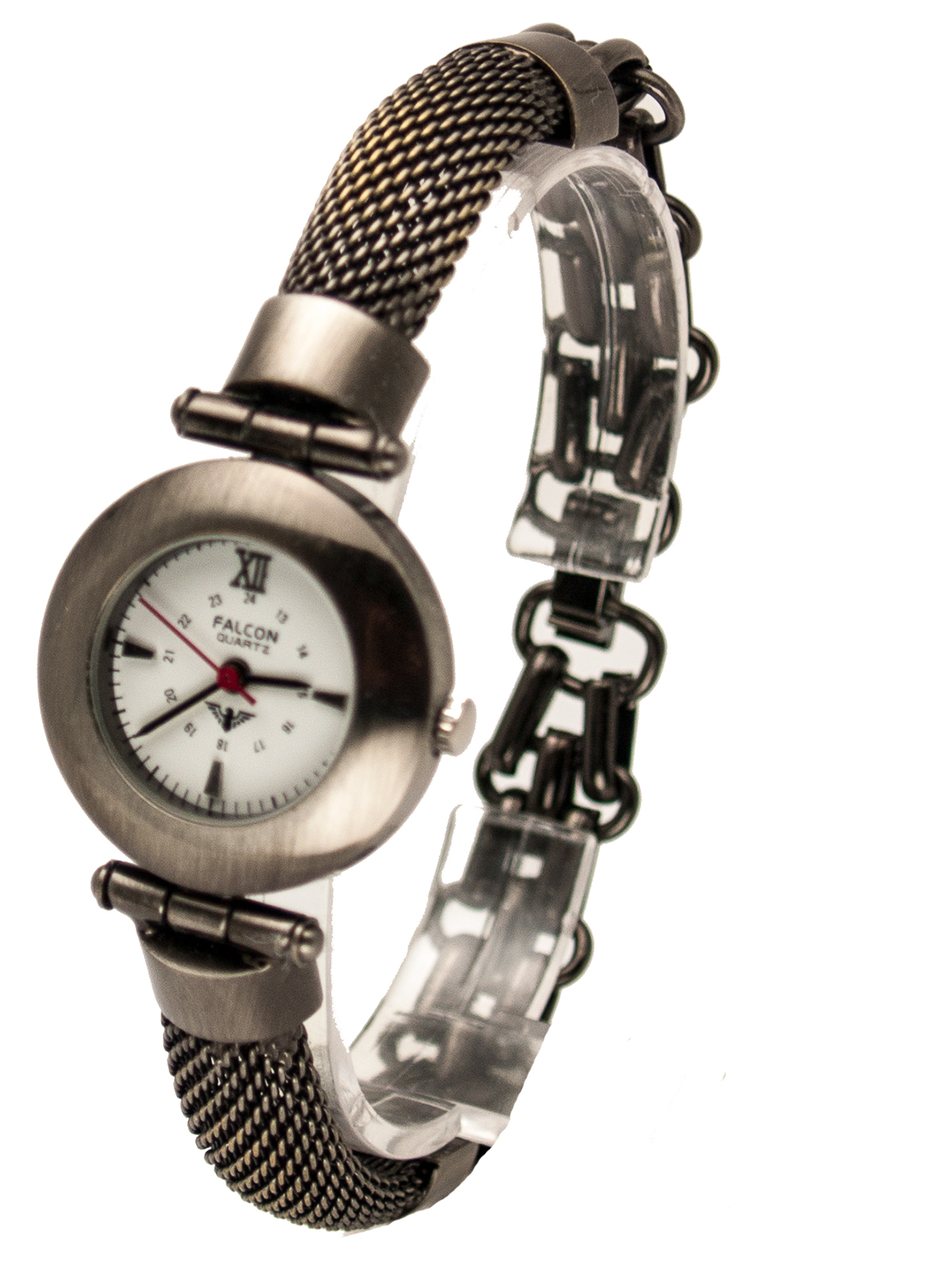 FALCON:WOMEN’S STAINLESS STEEL ANTIQUE BRONZE METAL BRACELET ANALOG WATCH