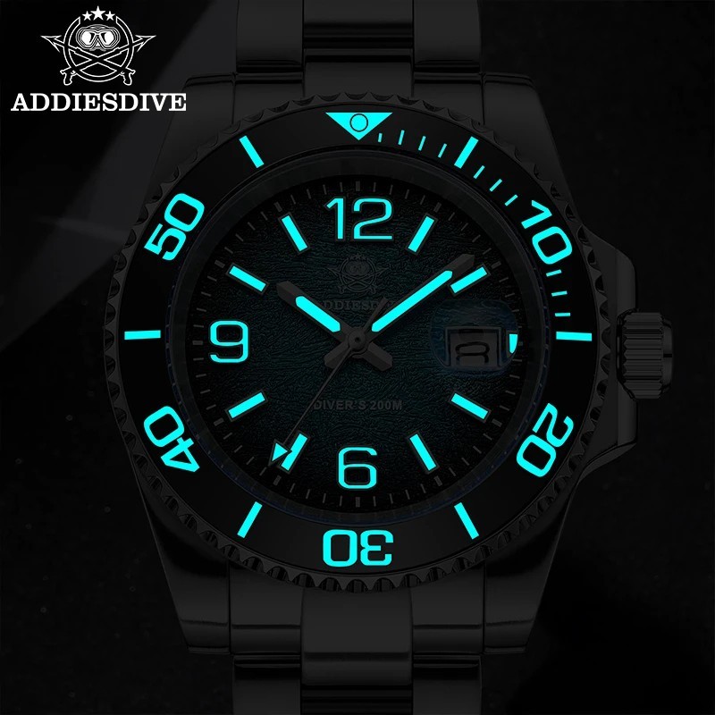41MM ADDIESDIVE Quartz Men’s Watch Diver 200M Waterproof Luminous Stainless NEW