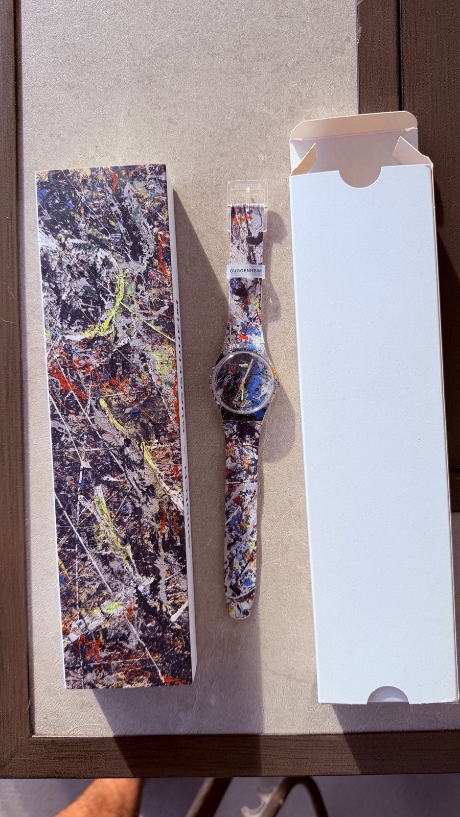 Swatch x Guggenheim Abstract Dial Quartz Watch Clear/Multicolor 34mm w/ Box
