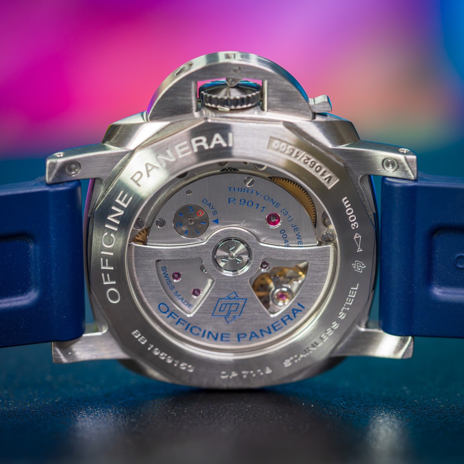 Panerai Luminor 44mm Box and Papers Blue Dial Rubber & Leather Strap – PAM01033