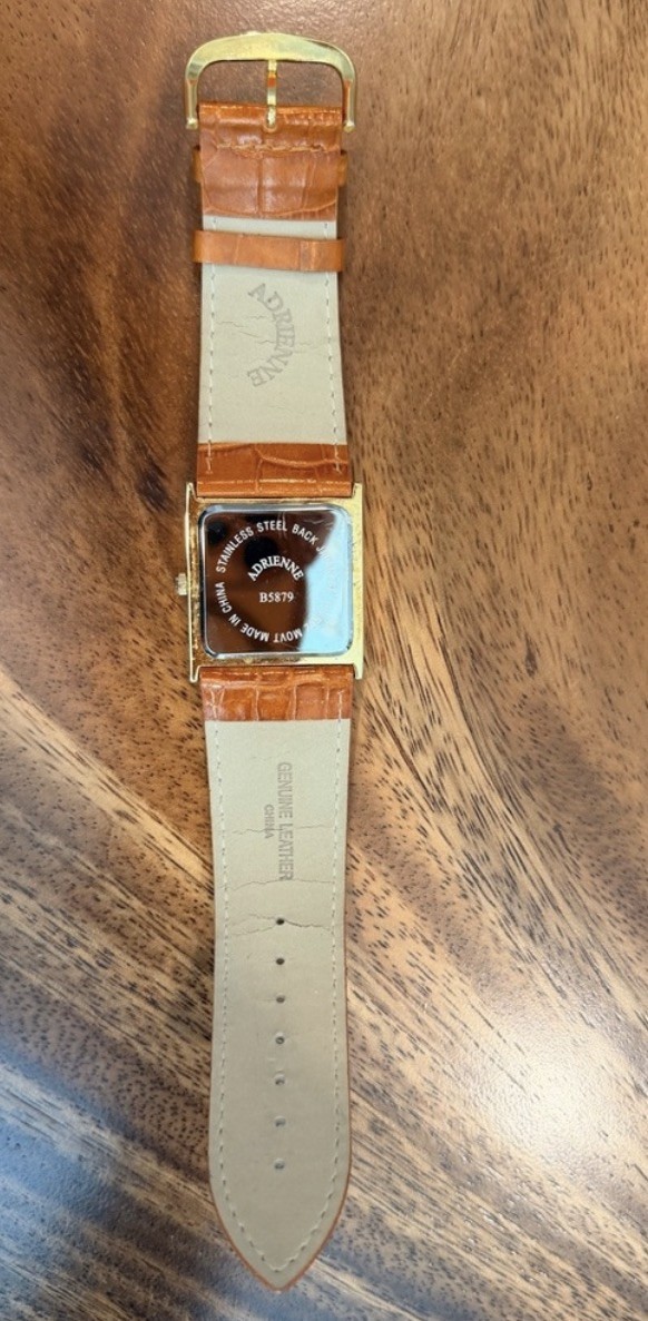 Adrienne Vittadini Crystal Lux Vintage Timepiece CrocEmbossed Leather Strap