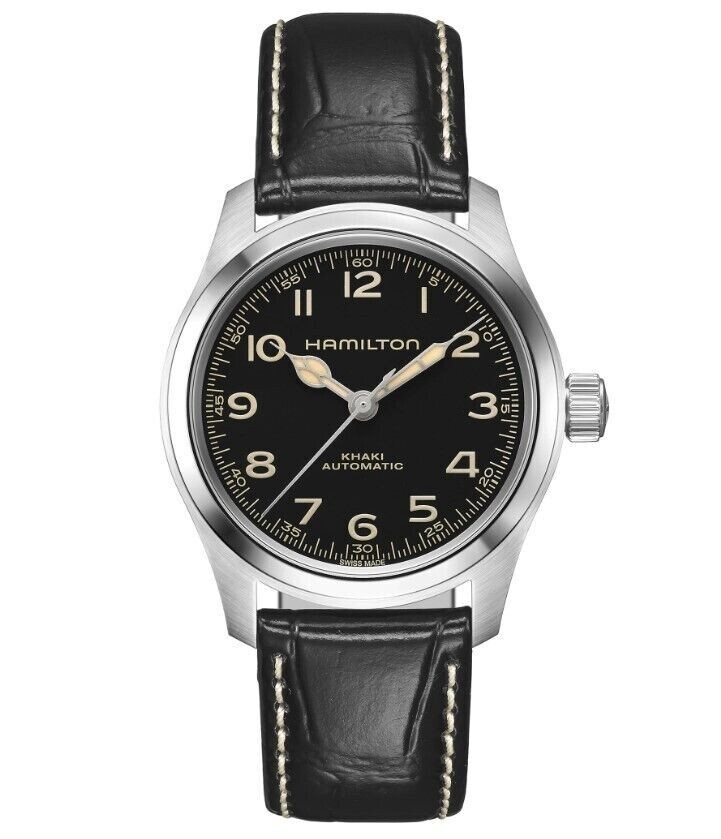 New Hamilton Khaki Field Murph Auto Black Dial leather Strap Watch H70405730