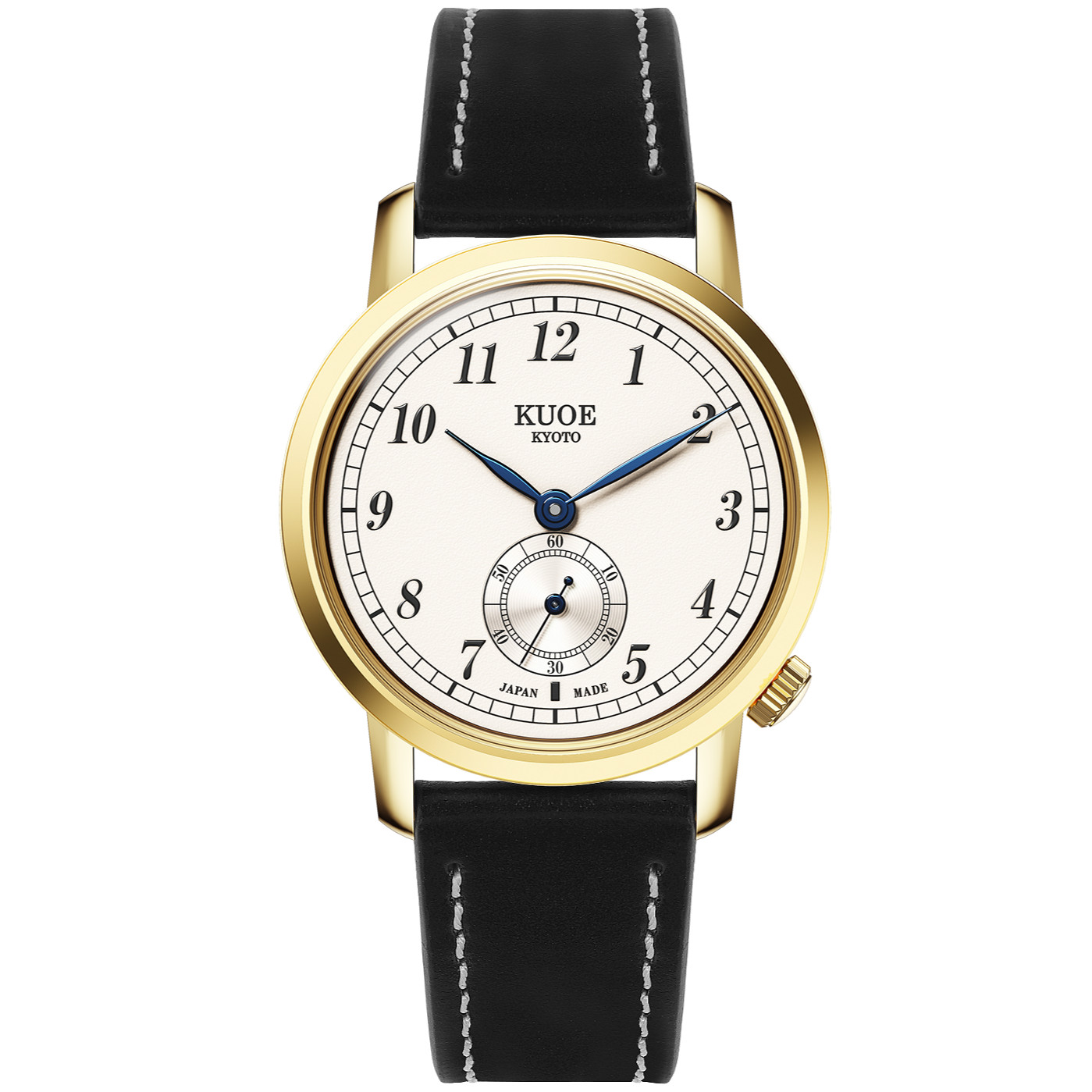 KUOE KYOTO OLD SMITH 90-007 Small Seconds Automatic Blue Hands Black Strap 35mm