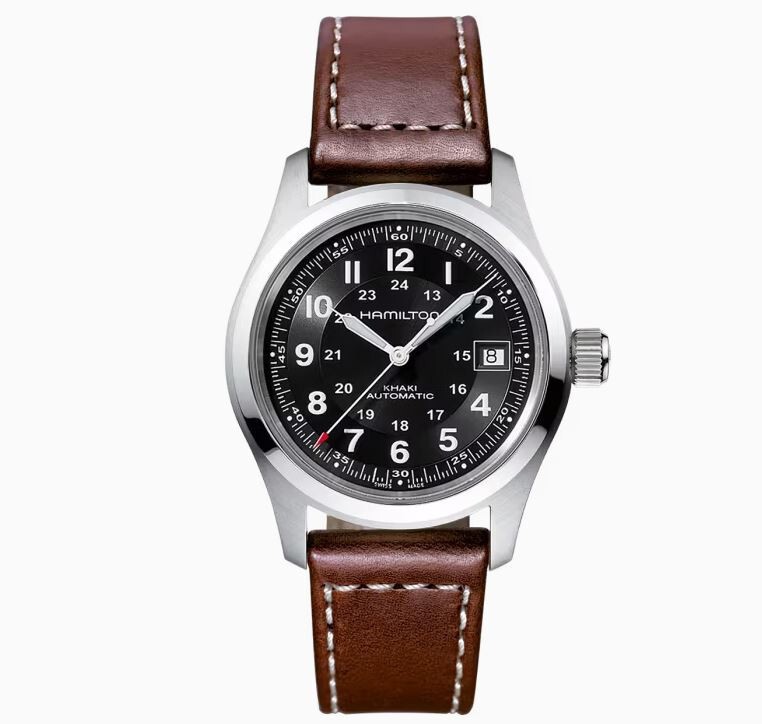 New Hamilton Khaki Field Black Dial Brown Leather Strap Men’s Watch H70455533