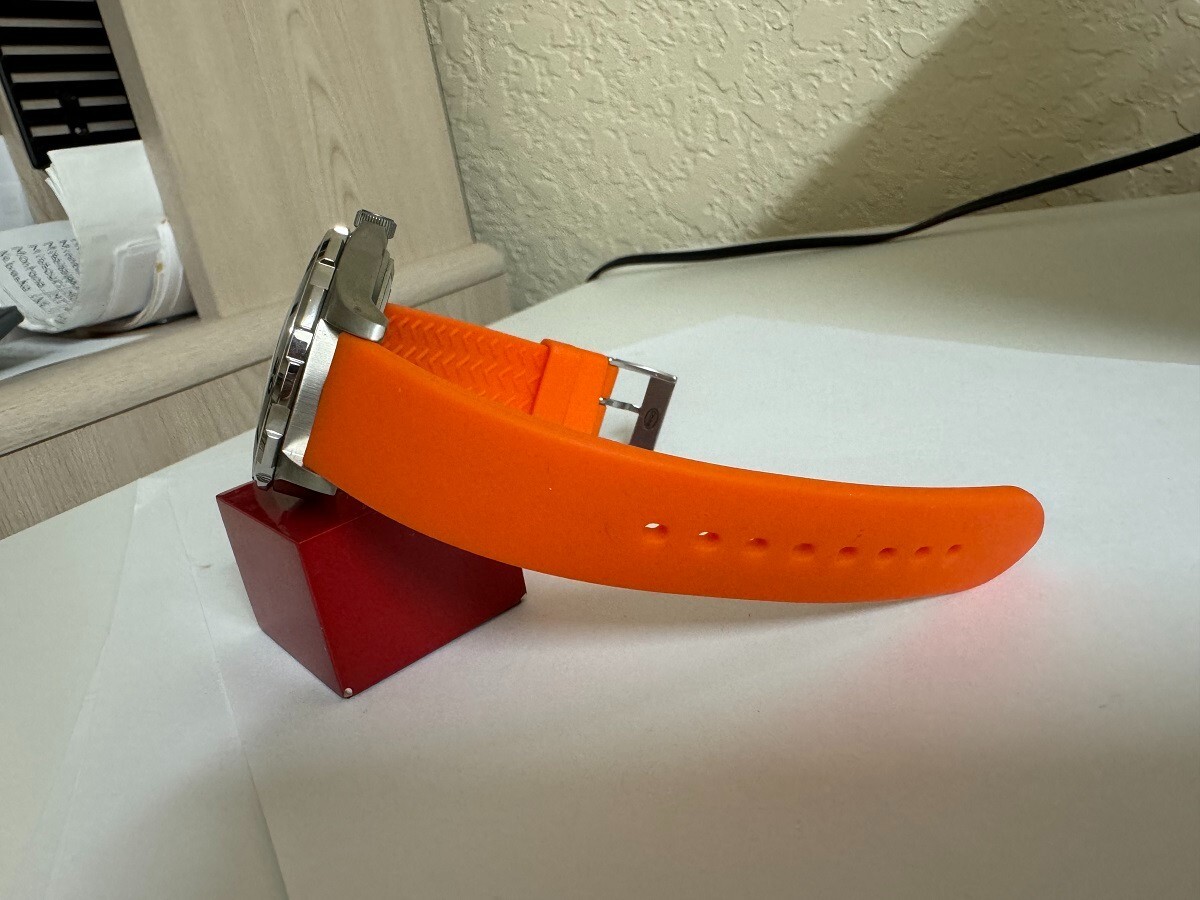 Unisex NAUTICA Black Dial Orange Silicone Rubber band Watch N15544G