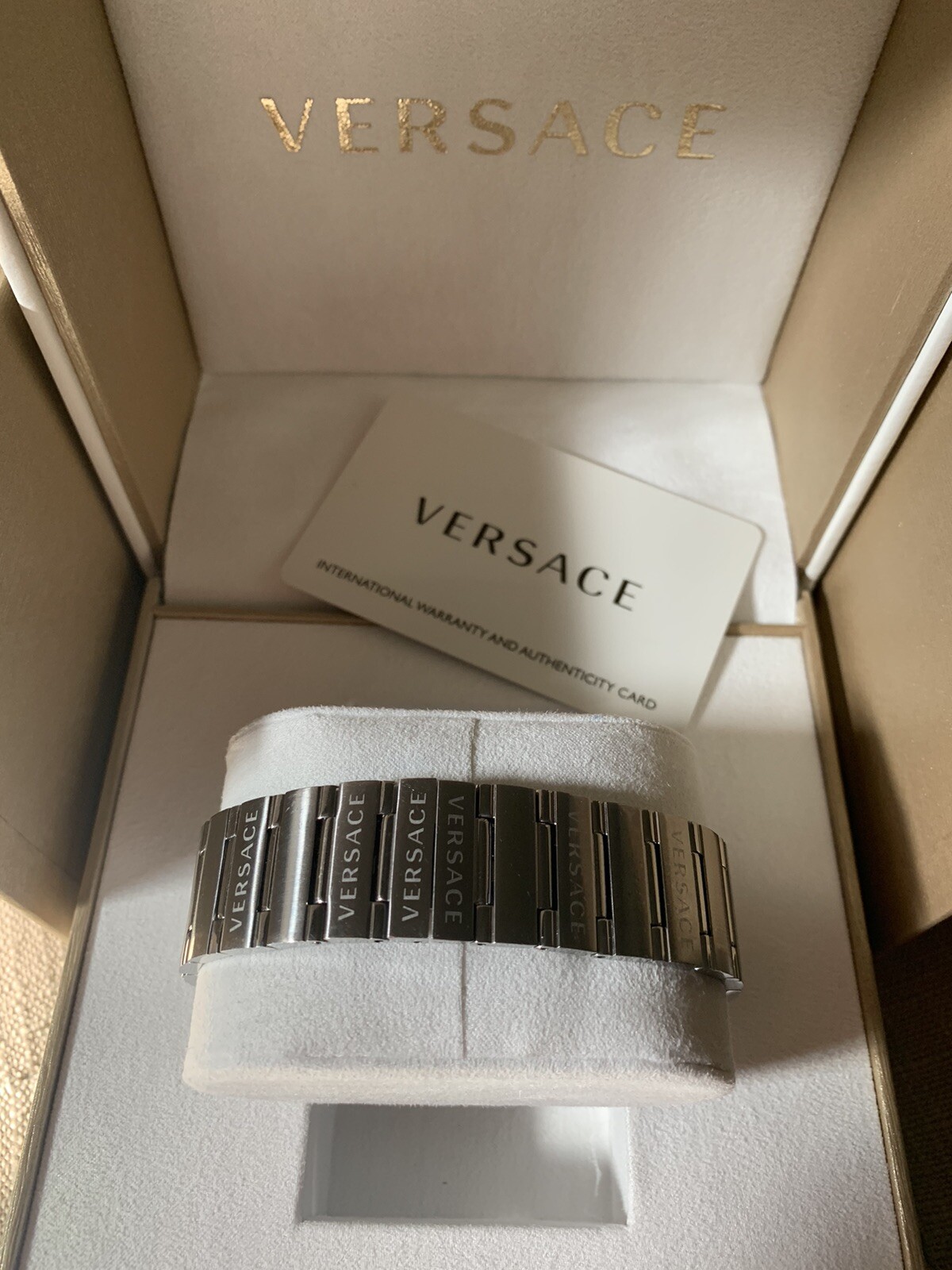 VERSACE VEZ900221 Greca Logo Chrono Blue/ Gold Silver Men’s Watch Timer