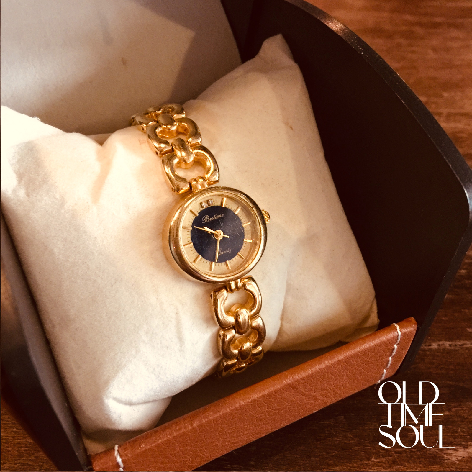 Restored Vintage Bestime Round Dial Women’s Gold Bracelet Elegant Watch ⌚