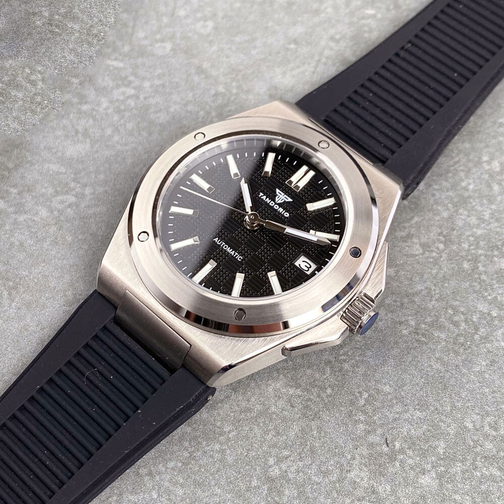 Tandorio New 40mm Black Business 10ATM Sapphire NH35A Automatic Men Watch Date