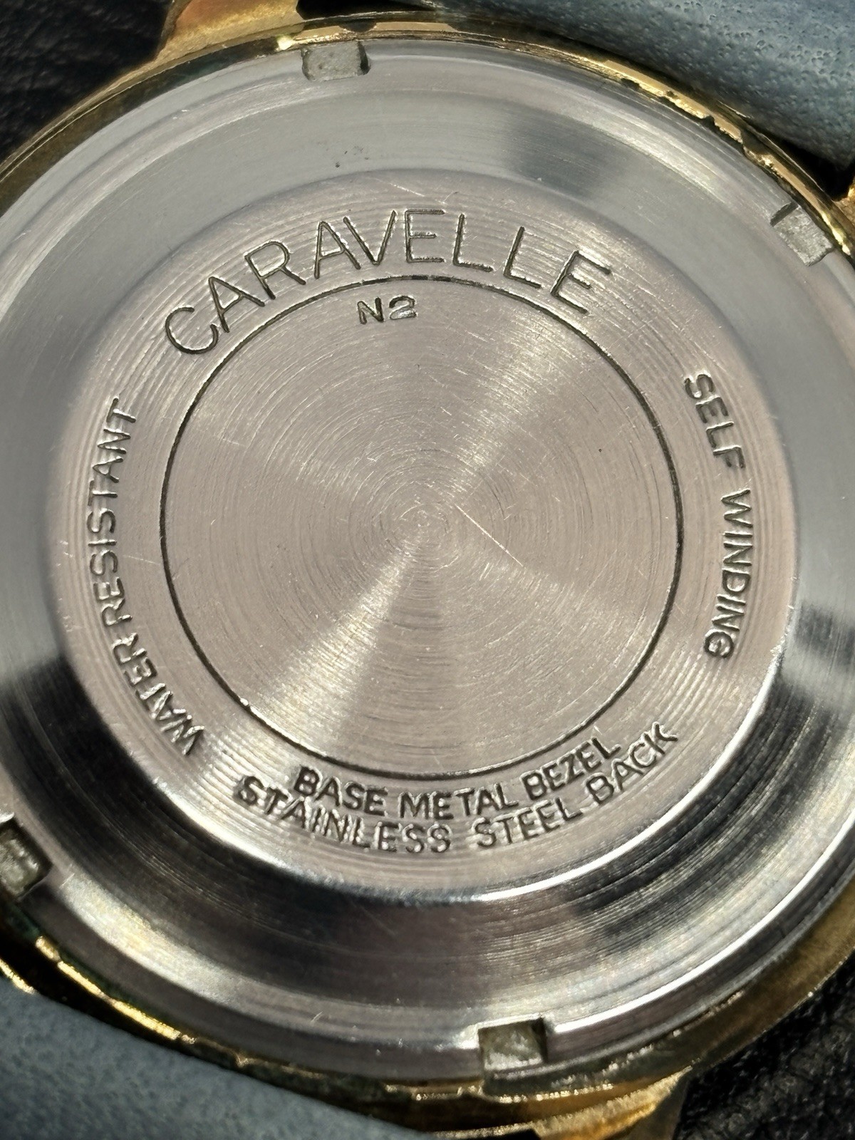 Vintage 1972 Caravelle Bulova Automatic Watch Blue Markers RUNS PERFECT NewBand