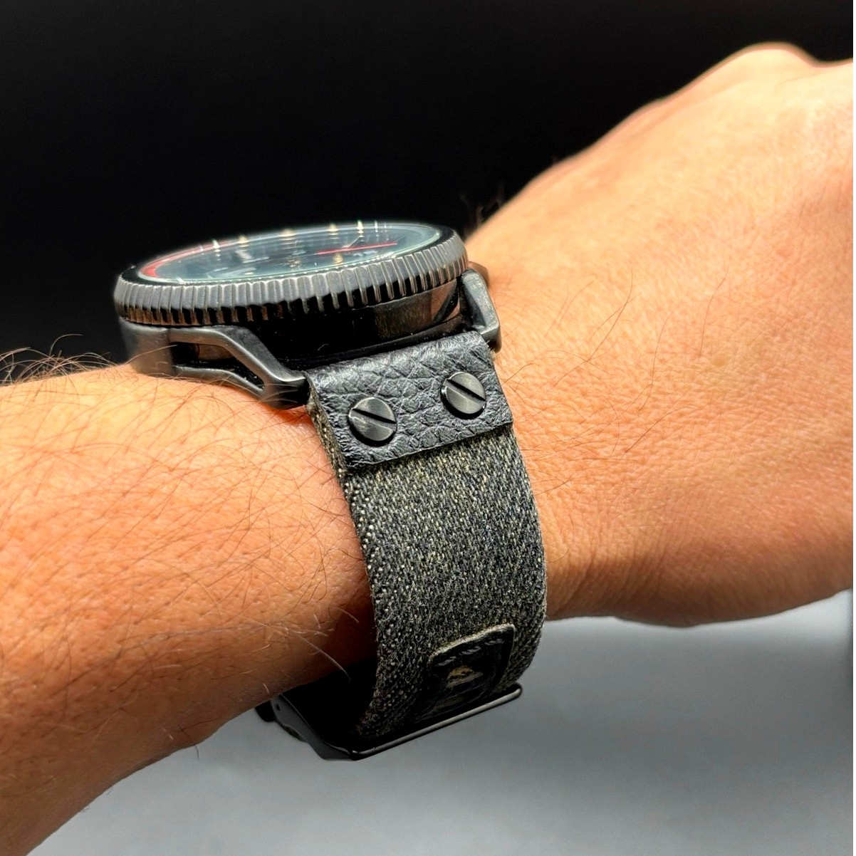 Diesel Rollcage DZ1728 Black Dial Canvas Leather Men’s Watch 46mm