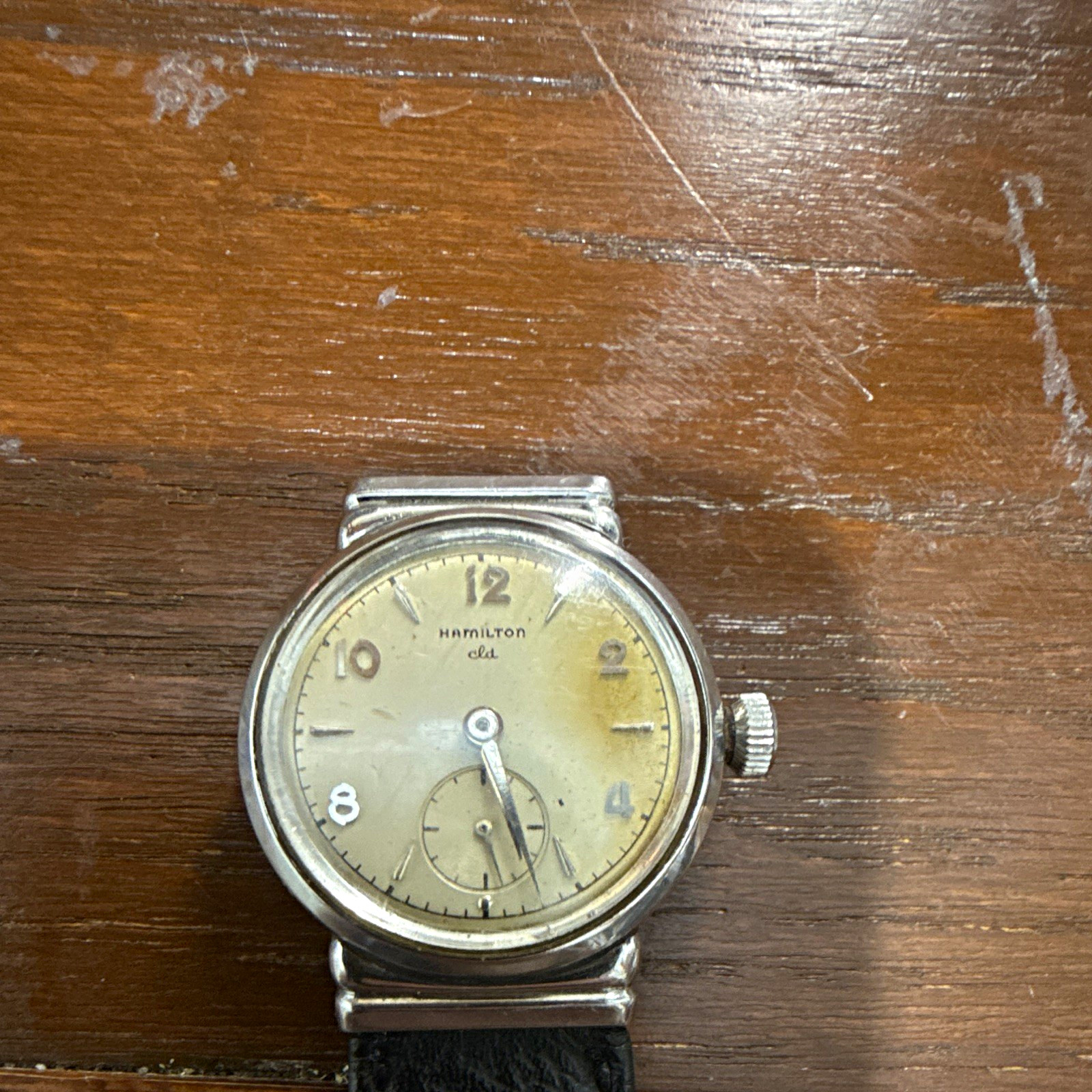 Hamilton CLD Manual Wind 17J Vintage 30mm Steel Beige Arabic Small Seconds