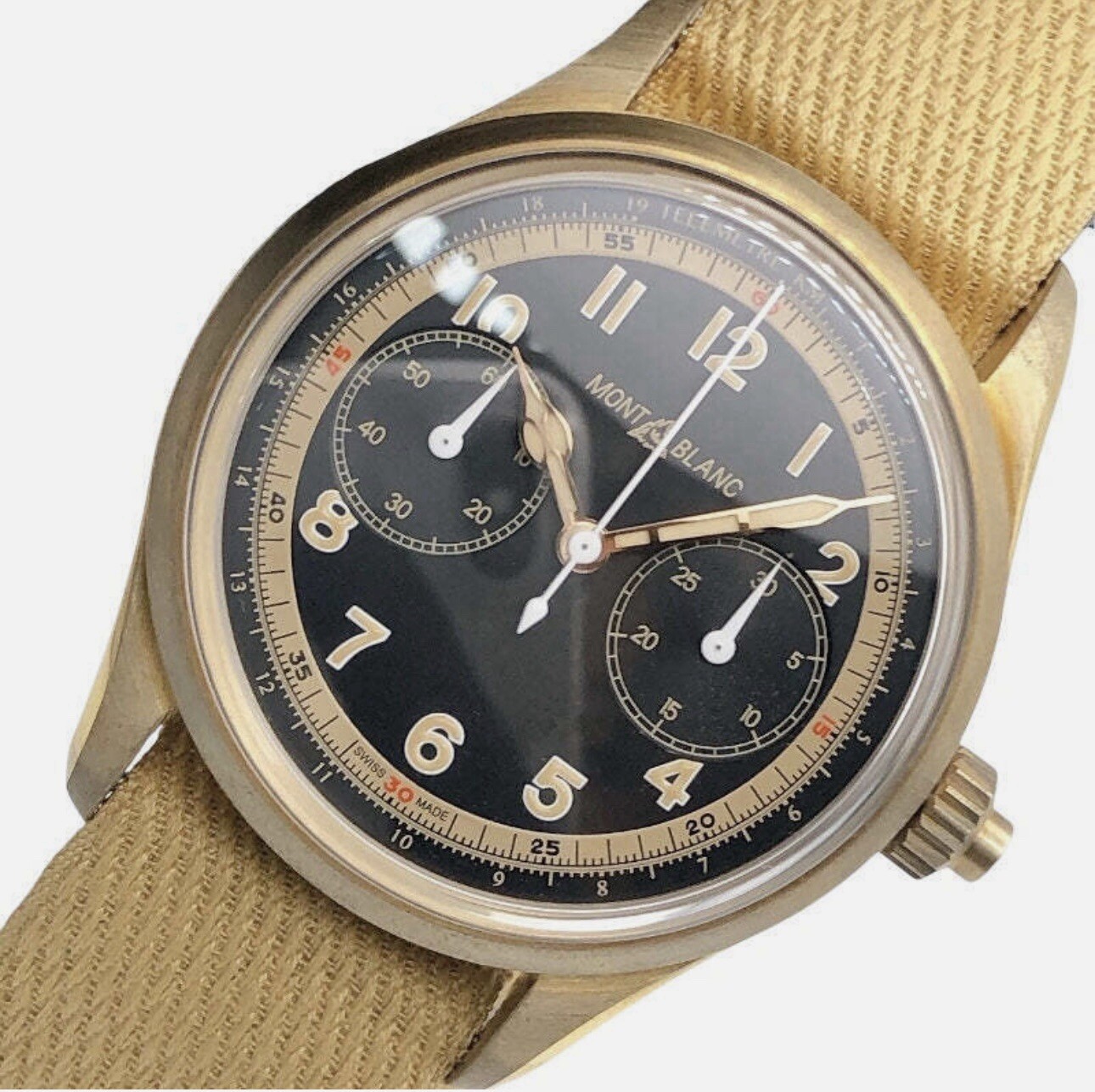 New Montblanc Watch 1858 Monopusher Chronograph Limited Ed 125583 Bronze $6,200