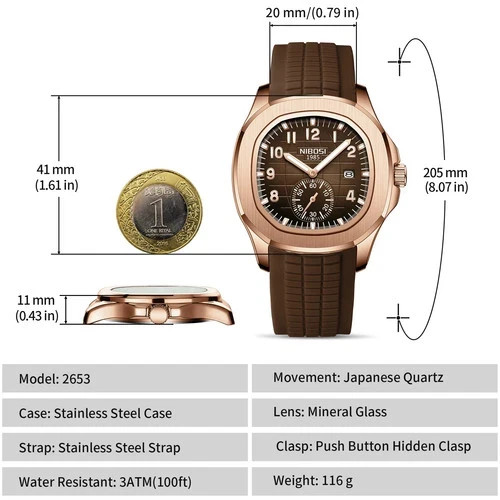 AQUANAUT Mens Luxury Quartz Watch Waterproof Luminous free shipping