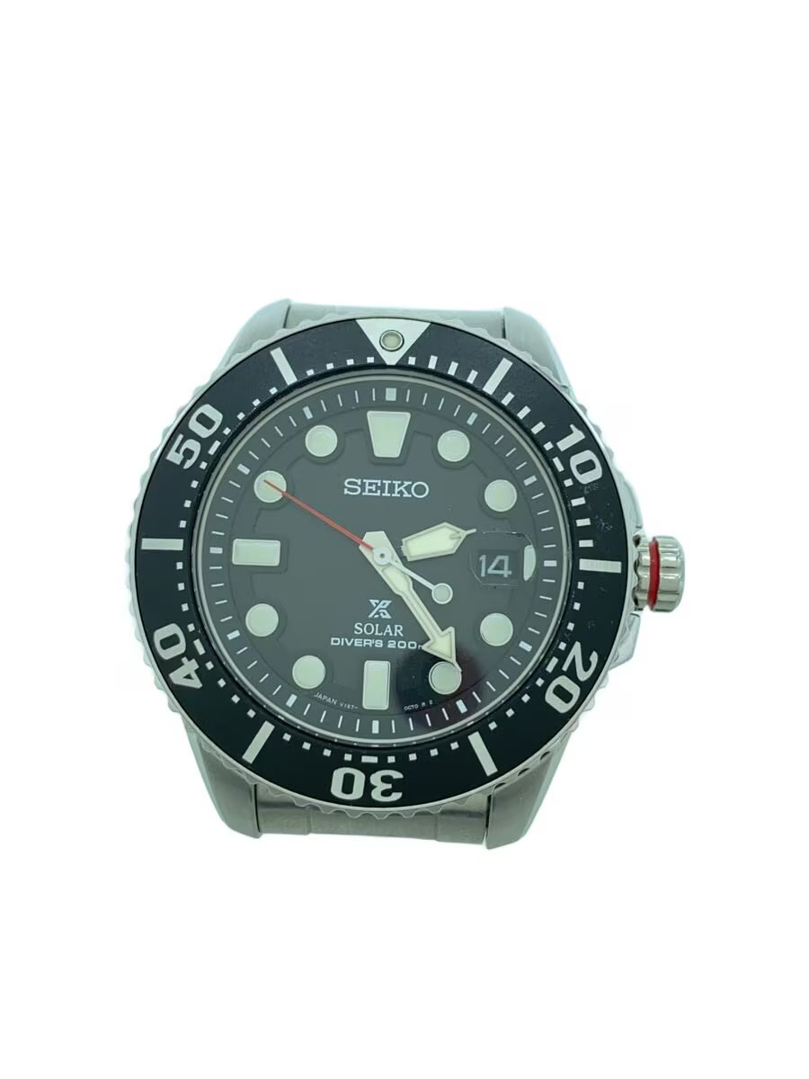 SEIKO Solar Watch Analog Stainless Black Silver SS V157 0BT0