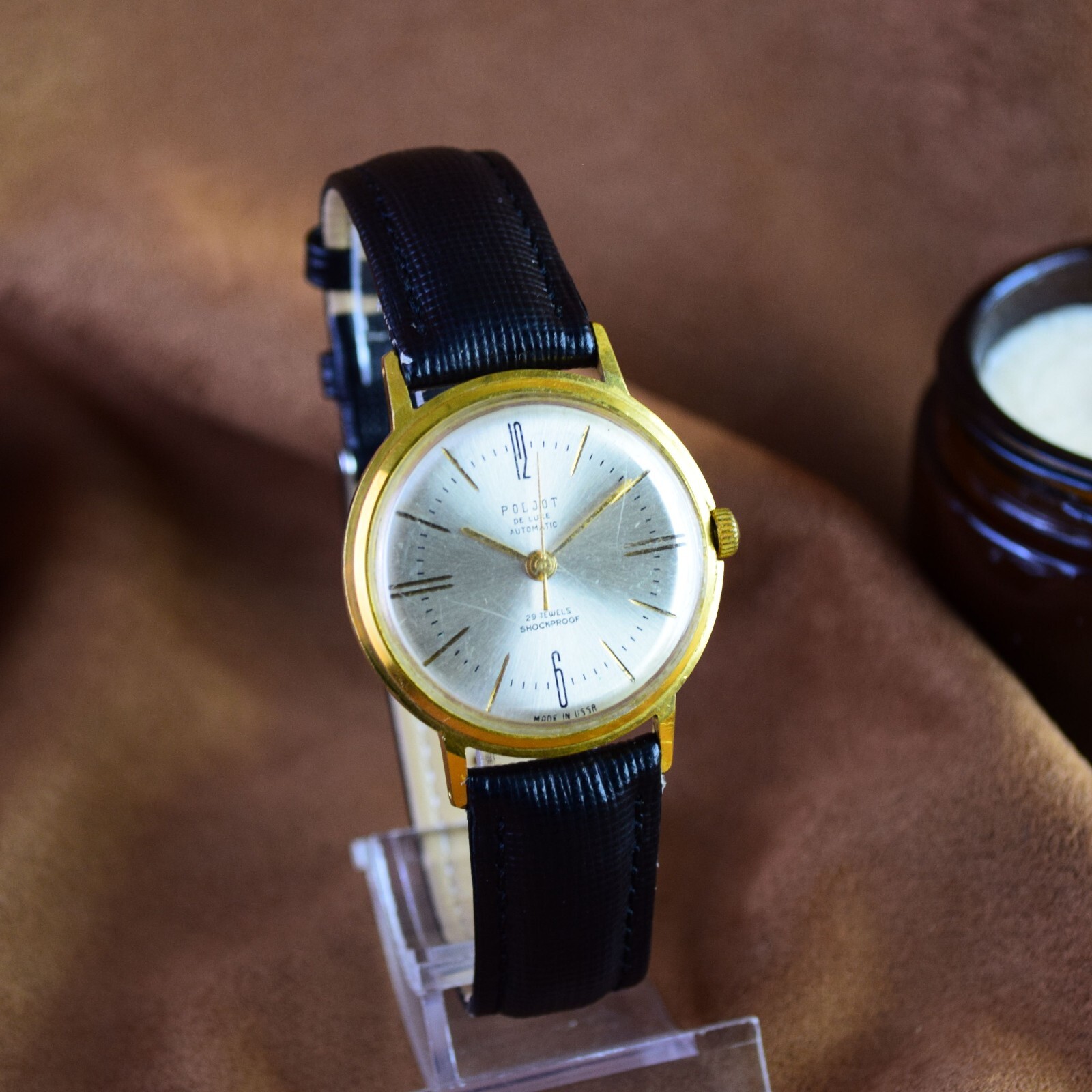 Soviet Men’s Watch Poljot Automatic De Luxe Vintage Wristwatch Serviced