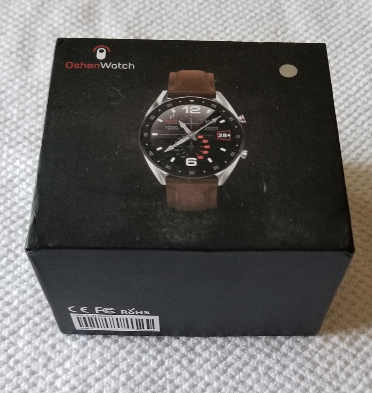 NIB Oshen Smart Watch Faux Leather Band In Original Box w/Charger (Untested)