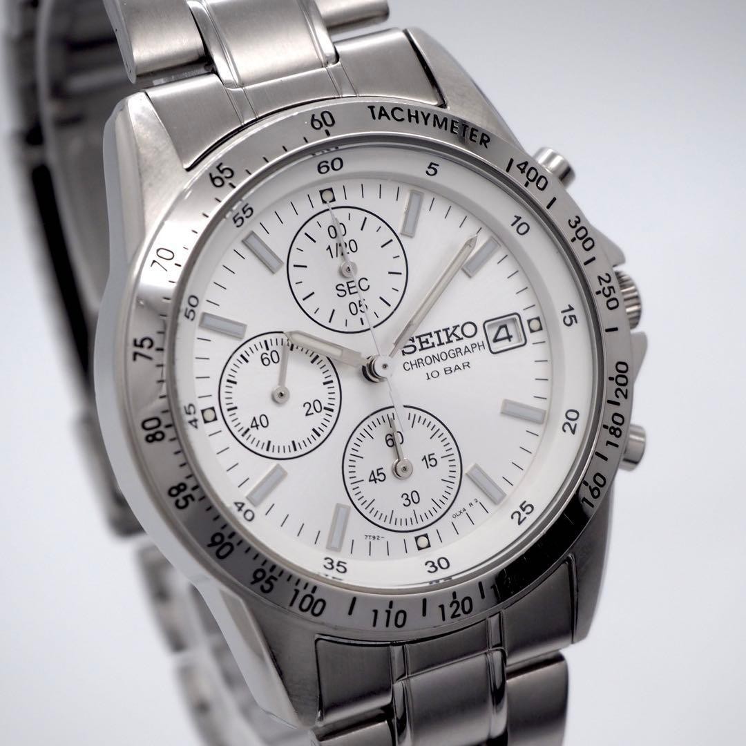 608 Working SEIKO Men’s Chronograph Date Silver White