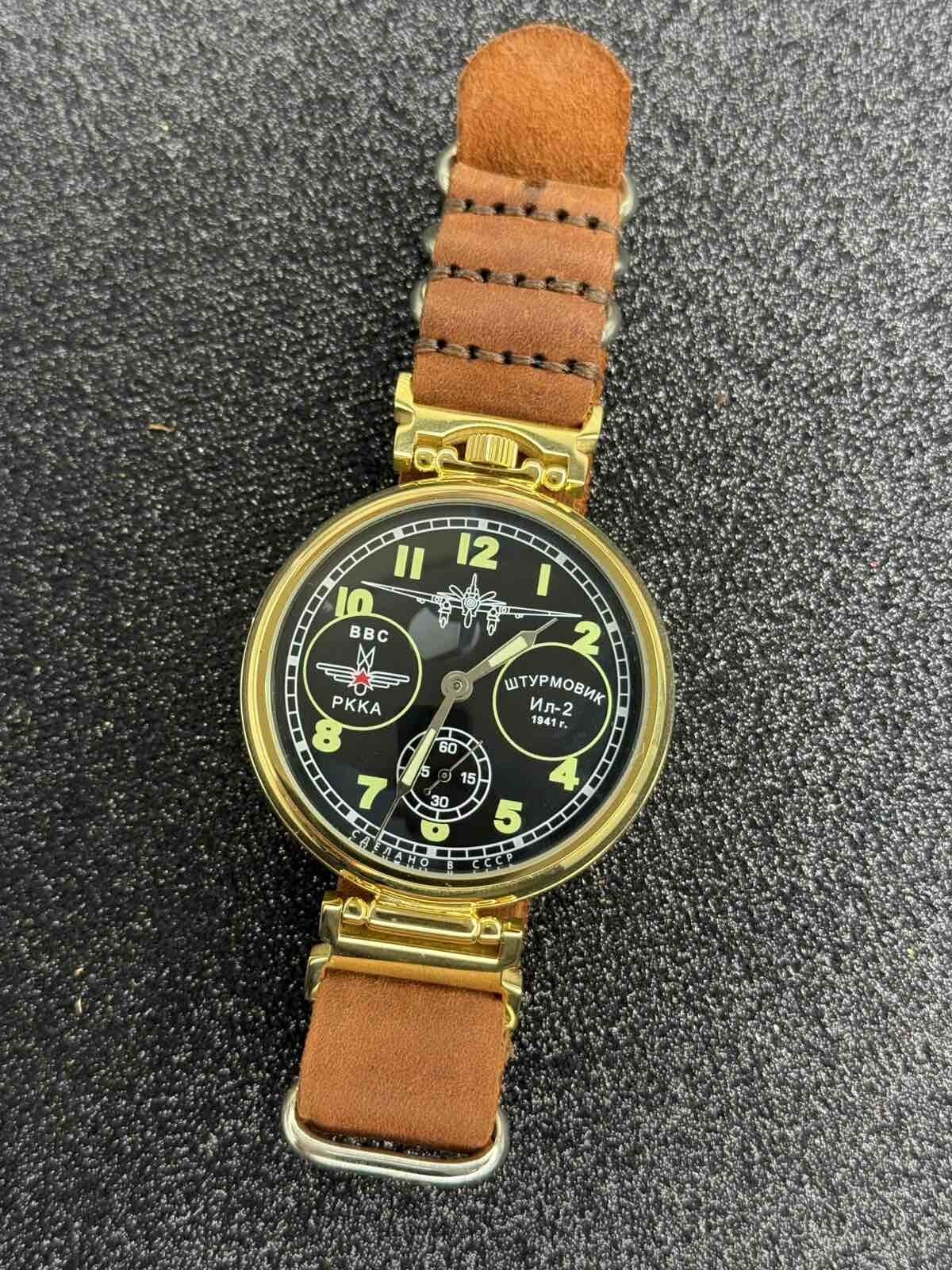 Molniya Watch Mechanical Russian USSR Molnija Men Soviet Aviation Vintage Strap