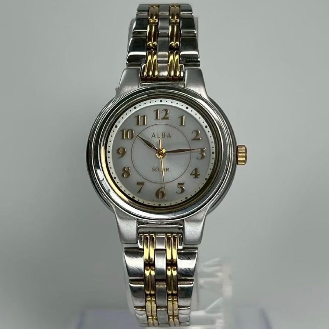 Seiko Alba Solar Powered Ladies Watch 27mm White Arabic Numeral Dial JDM