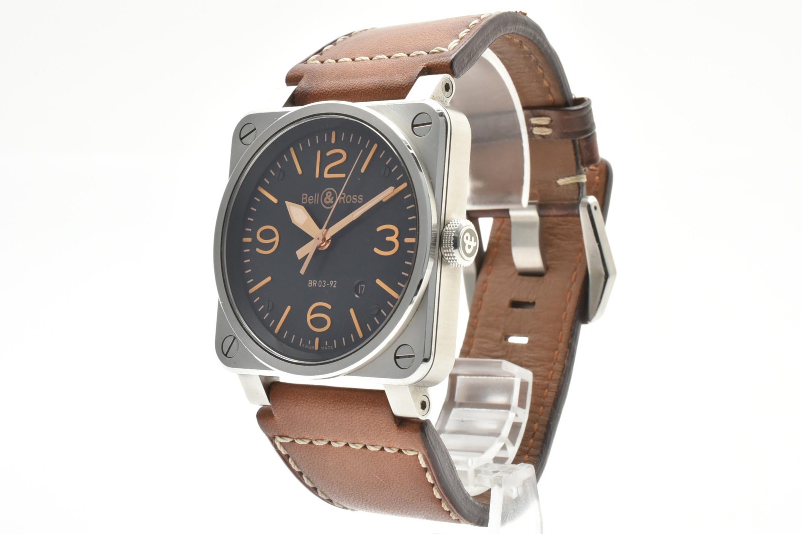 [N MINT] Bell & Ross Golden Heritage BR03-92 Goldenheri-Ca Auto Black Dial Watch