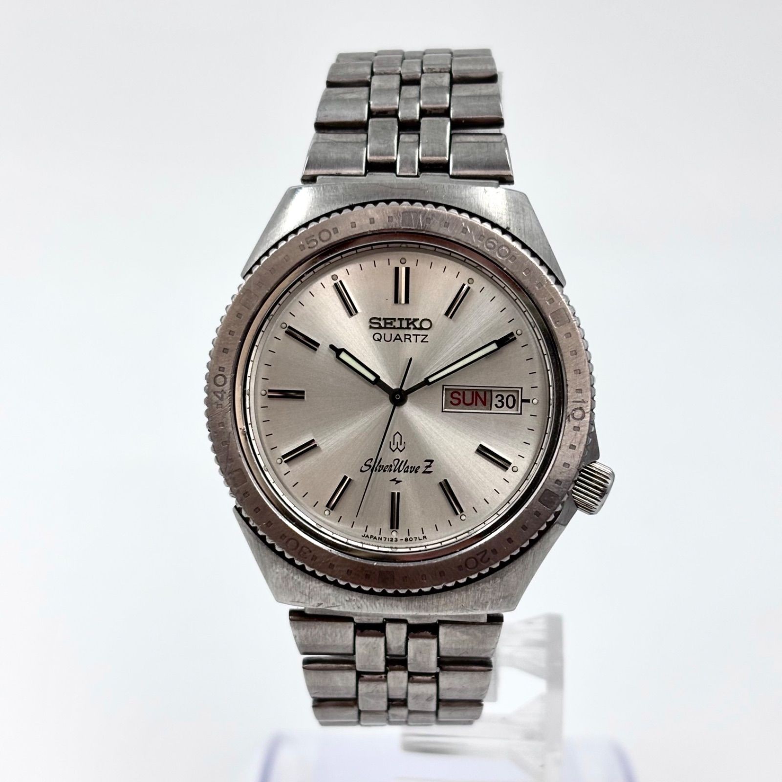SEIKO Silver Wave Z Diver Style Quartz Watch Silver Dial 1970’s Used Japan