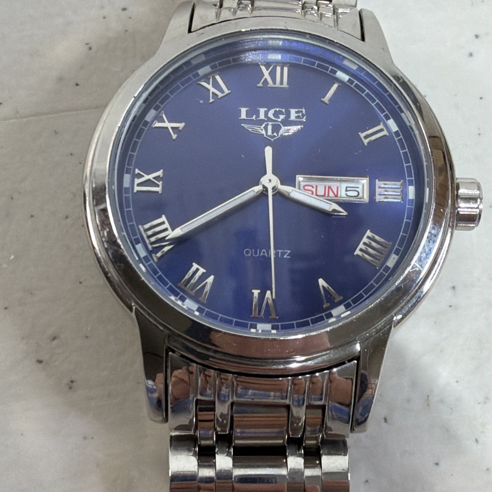 Lige 1853 Dream Men’s Watch Water Resistent Stainless Day And Date New Battery