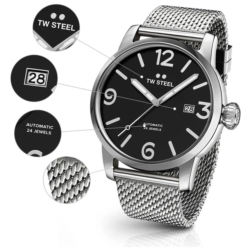 TW STEEL MB16 Maverick 45mm Automatic Men’s Watch 48mm Stainless Steel – NEW