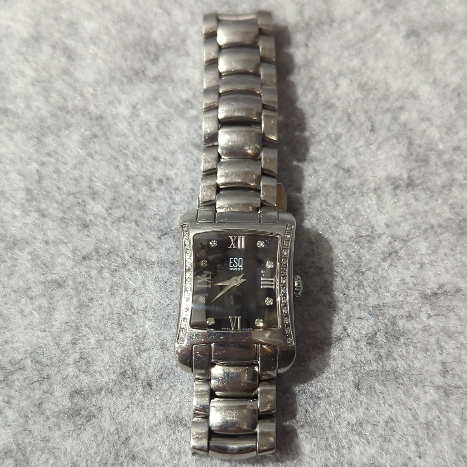 ESQ Movado Verona Women’s Square Watch Black Dial Stainless Steel E5462