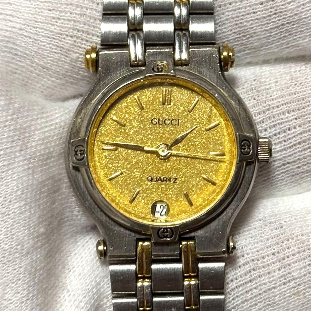 Gucci 9000L Women’s Date Gold Combi Quartz Wristwatch Japan Working 073638