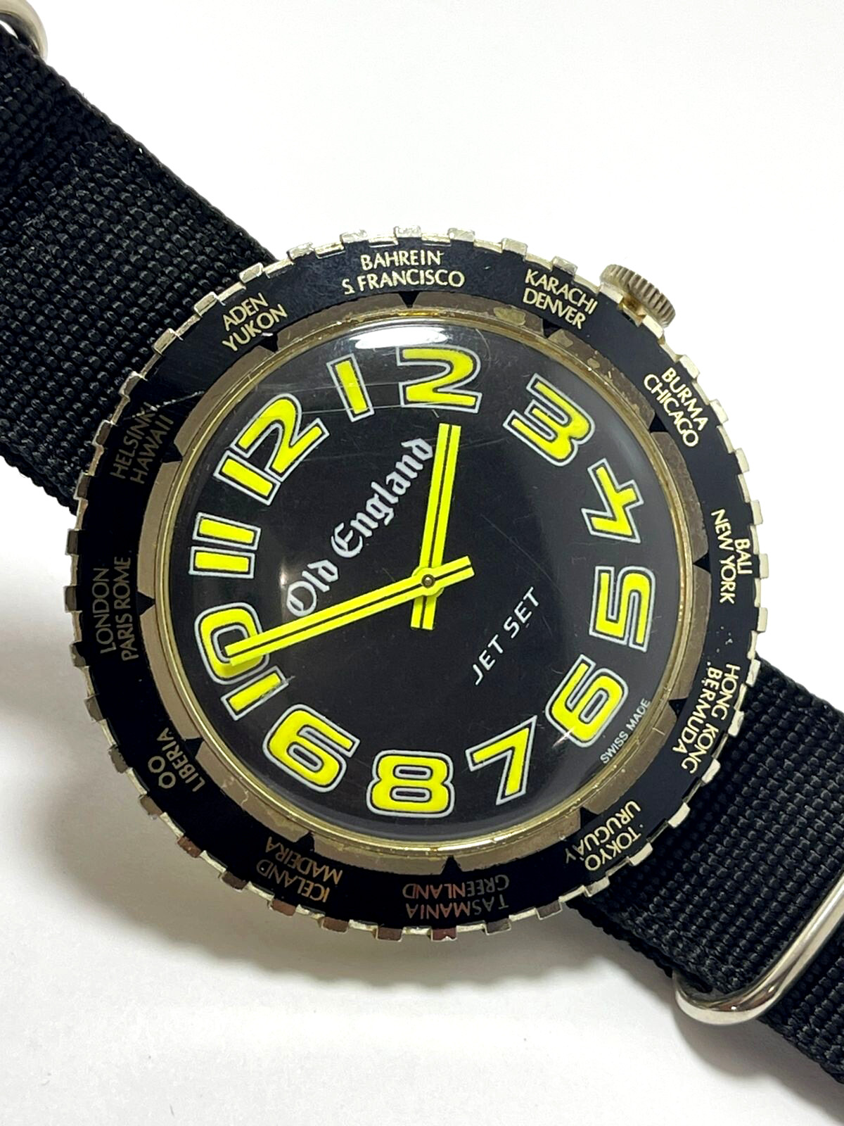 VINTAGE OLD ENGLAND JET SET MANUAL WORLD TIME Cal. BASE BFG 866 JUMBO 60s
