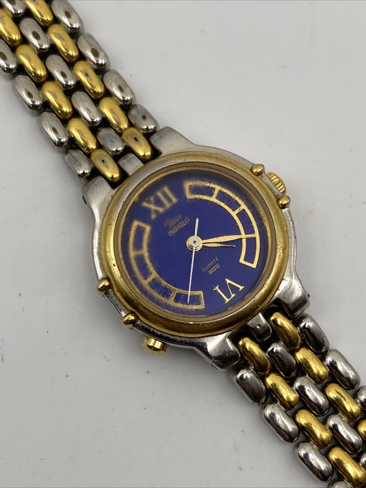 Vintage Timex Women’s Watch Blue Dial 1995 Two Tone Indiglo 26mm New Battery 7”