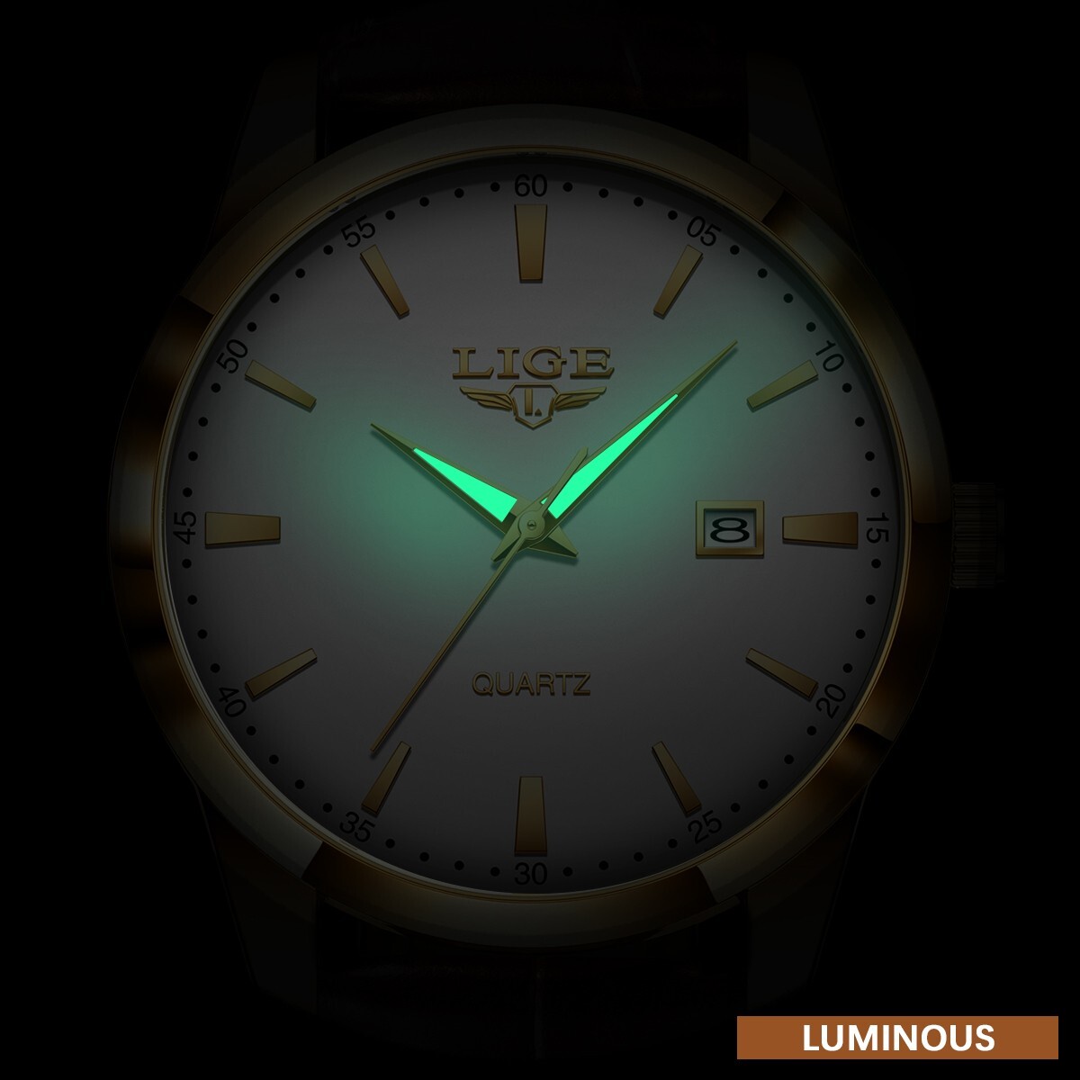 Luxury Men’s Watch Waterproof Quartz Date Luminous Business Leather Wristwatch