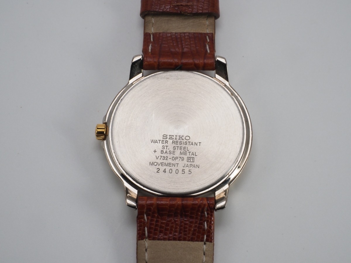Seiko Slim Quartz Gentlemen Light Brown Leather Band Dress Watch Japan Movemet