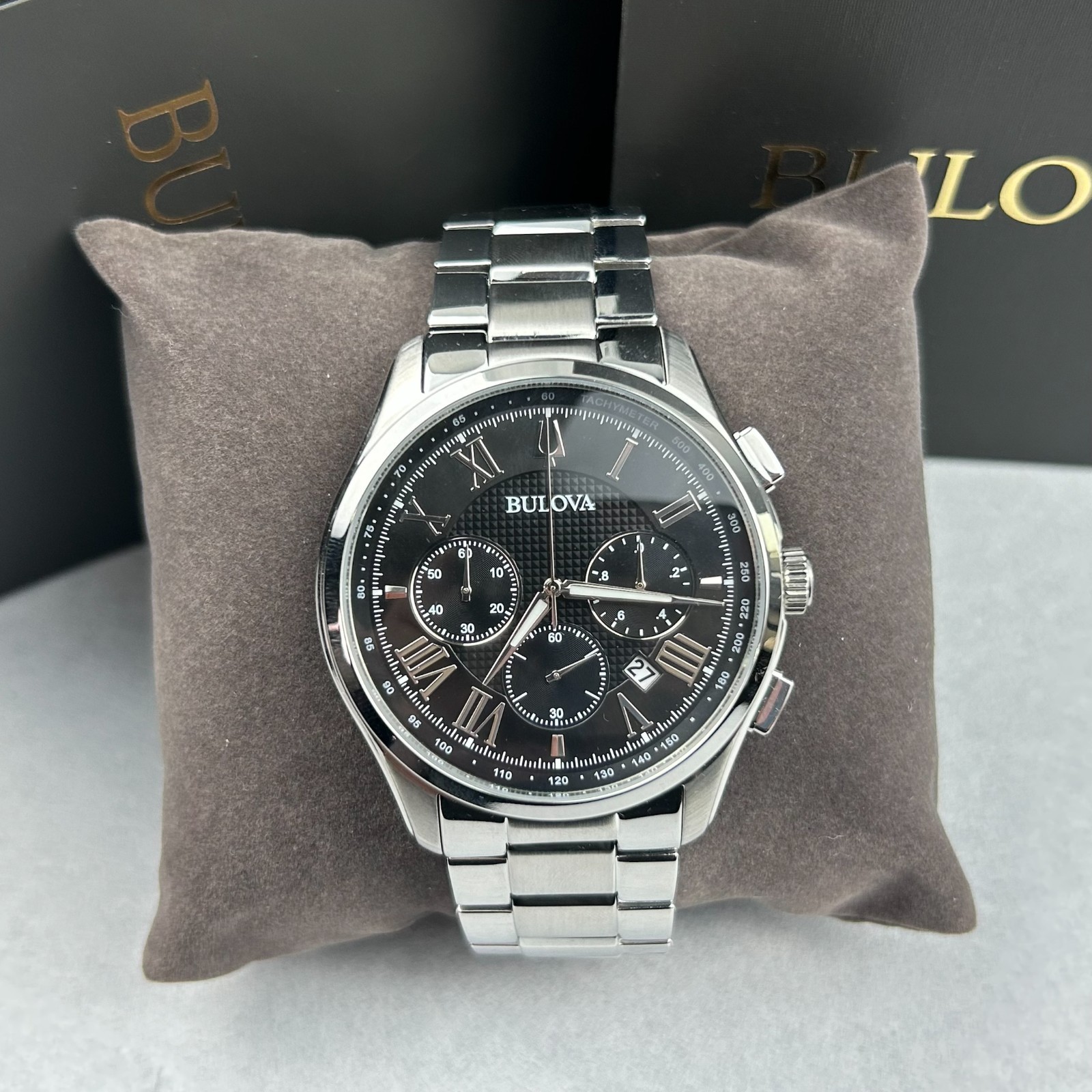 Bulova Wilton Classic 96B288 Black Dial Chronograph Men’s Quartz Watch 46.5mm