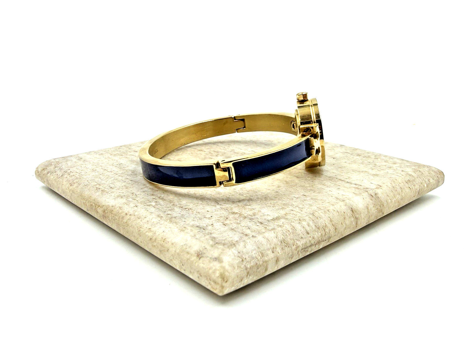 Womens Tory Burch Kira TBW1400 Navy Blue Gold Tone Stainless Steel Bangle Watch