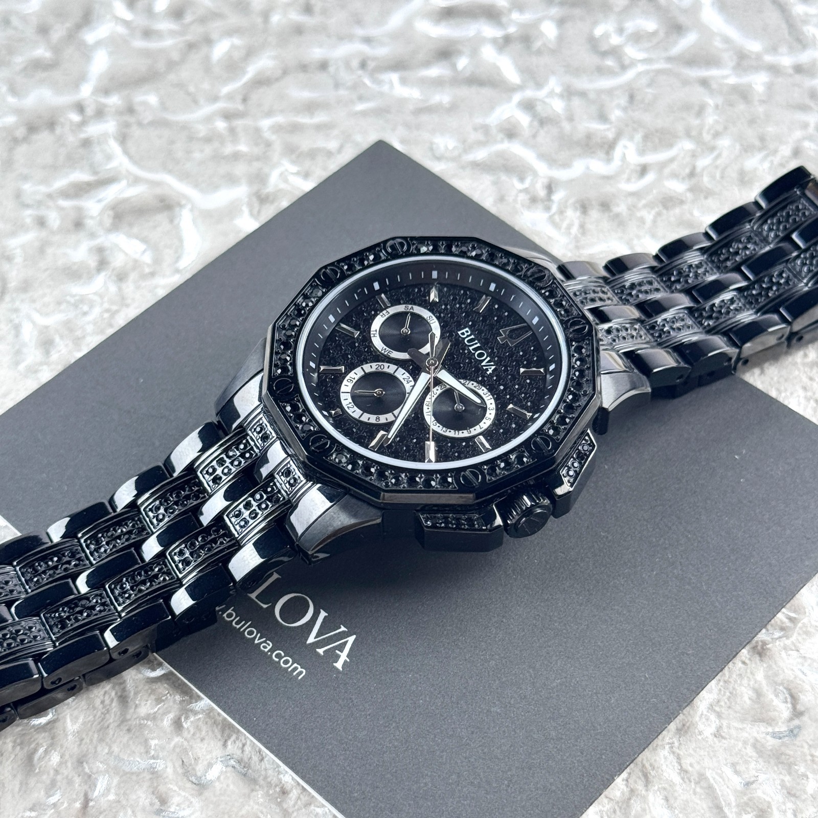 Bulova Octava Black Crystal Stainless Steel Men’s Chronograph Watch 98C134