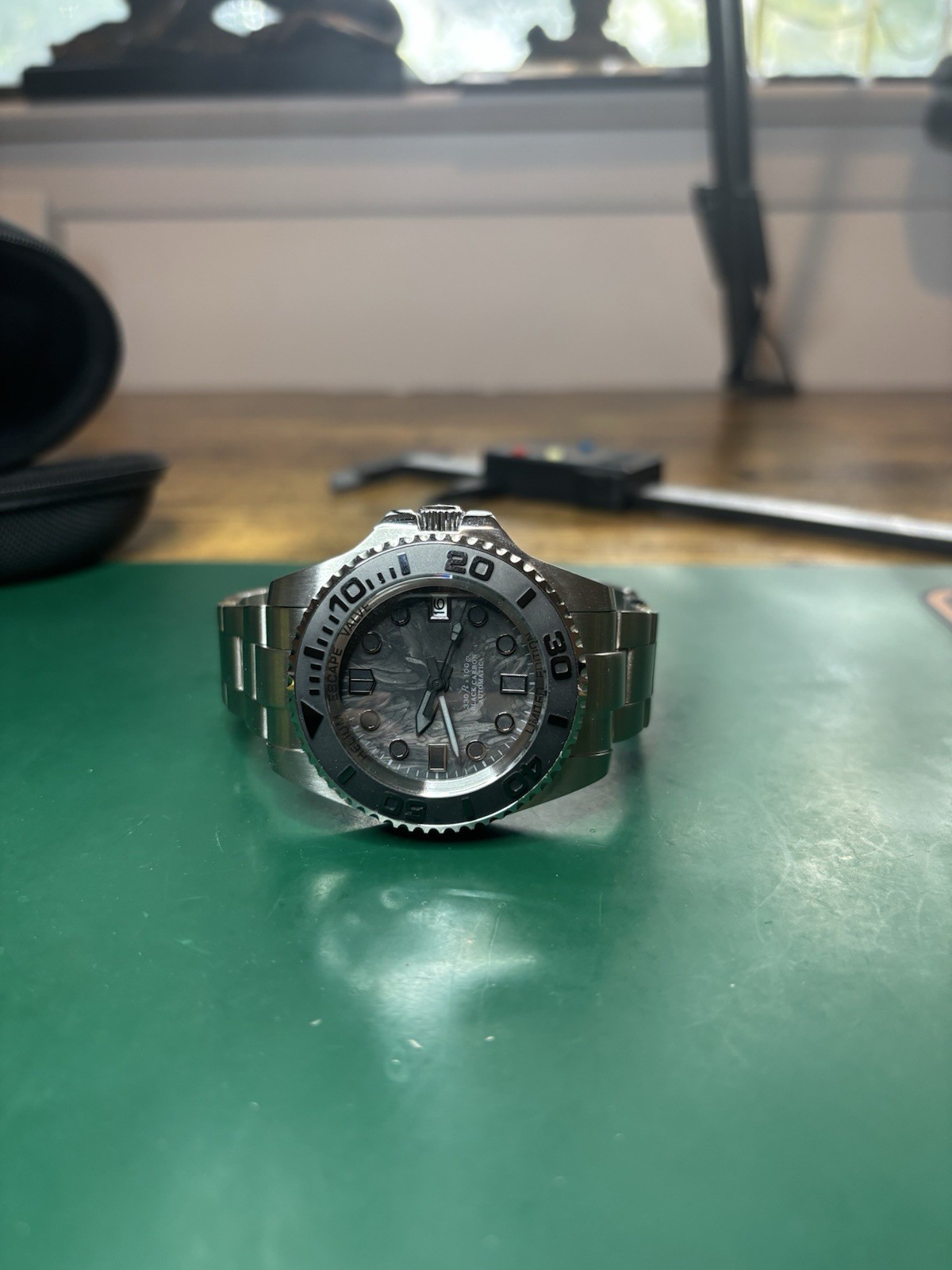 Custom Built NH35 Automatic Diver Watch 43mm Deepsea-Inspired Black Carbon