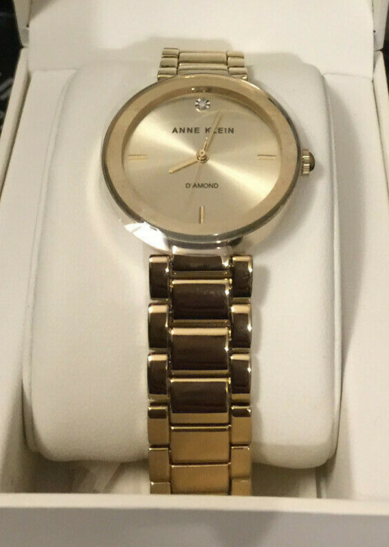 Ladies Genuine Diamond Dial Bracelet Watch (AK/1362CHGB) NWT, Japanese Quartz.