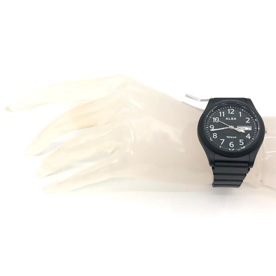 SEIKO ALBA Black DayDate Watch AQPJ411 Quartz Luminous Hands Urethane band New