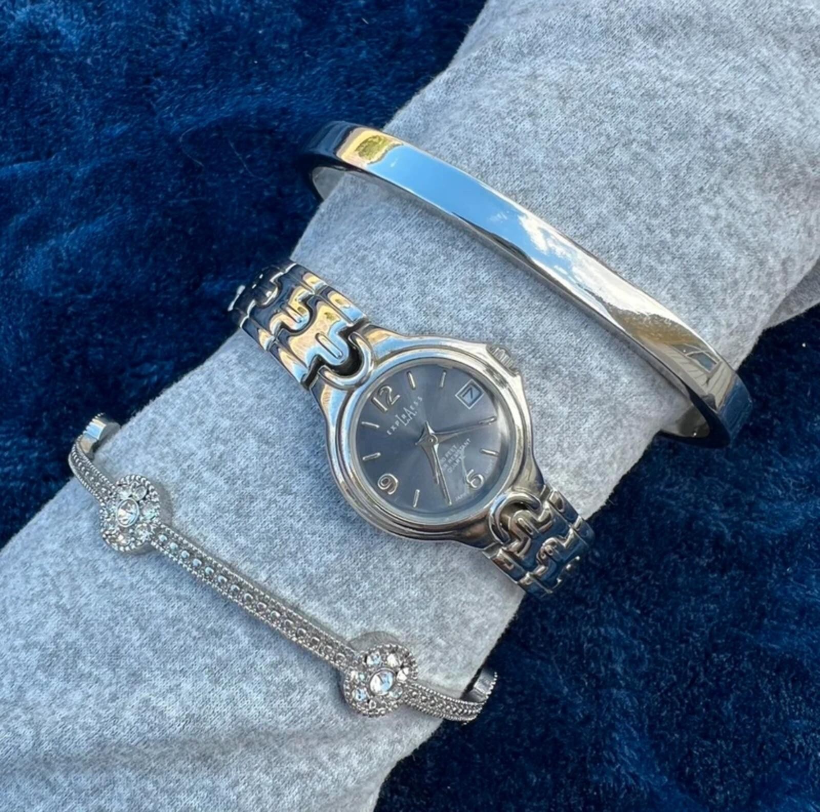 Silver Watch & Bangle Set