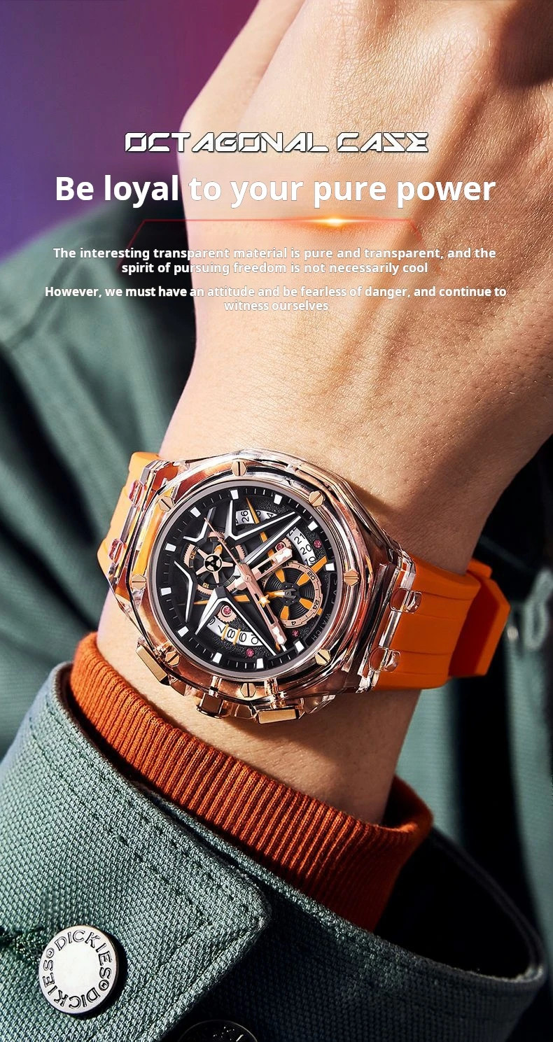 Men’s Quartz Watch Rubber Strap Waterproof Luminous Date Sport Male Wristwatch