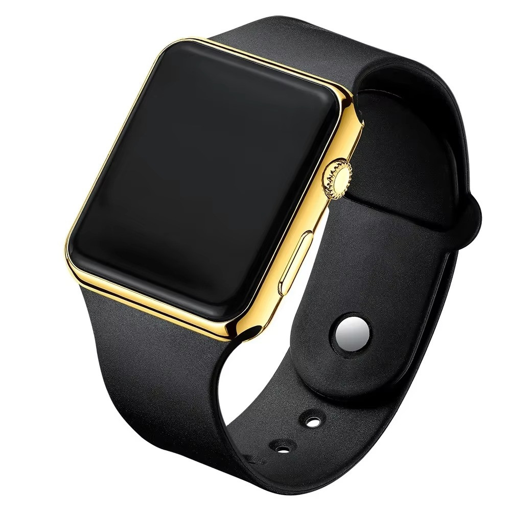 Digital Watch for Men Women LED Electronic Sport Watch Black Silicone 1pcs