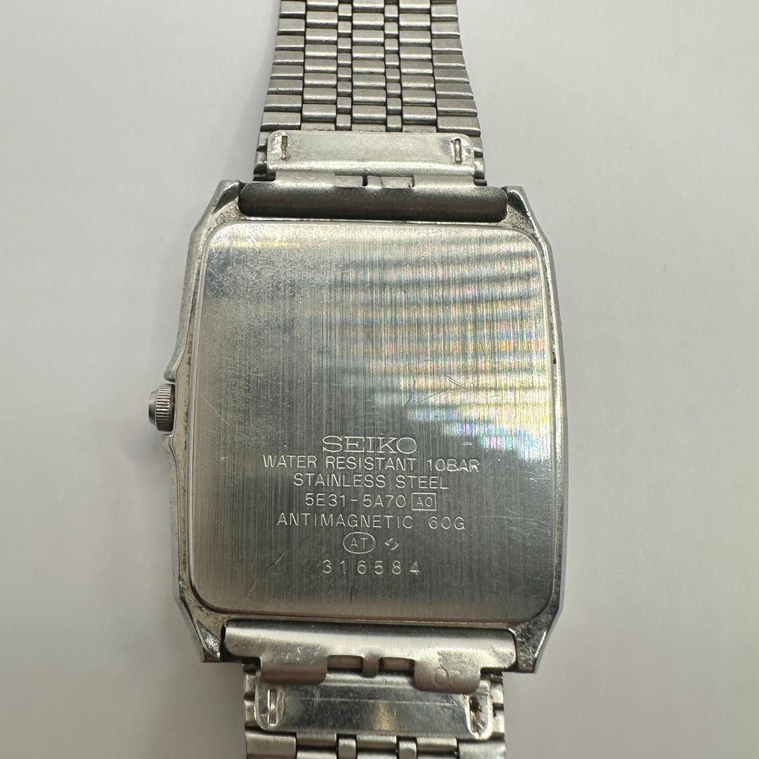 SEIKO Old Seiko Watch 5E31 5A70 Tank 90s SPIRIT Square Silver